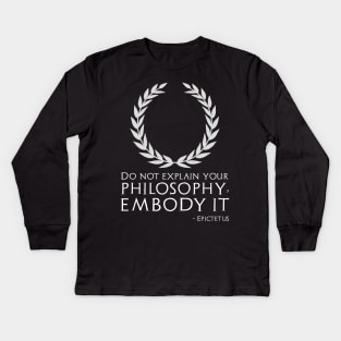 Classical Greek Stoicism Epictetus Quote On Philosophy Kids Long Sleeve T-Shirt